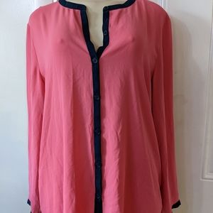 Nautica women's  Peach Navy Long Sleeve Knit Tunic Top